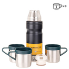 Набор «Мастер К»: термос 680 мл и 3 кружки, сохраняет тепло 12 ч, нержавеющая сталь, пластик, чёрный, зелёный - Фото 2