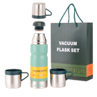 Набор "Мастер К": термос 680 мл и 3 кружки, сохраняет тепло 12 ч, зеленый - Фото 1