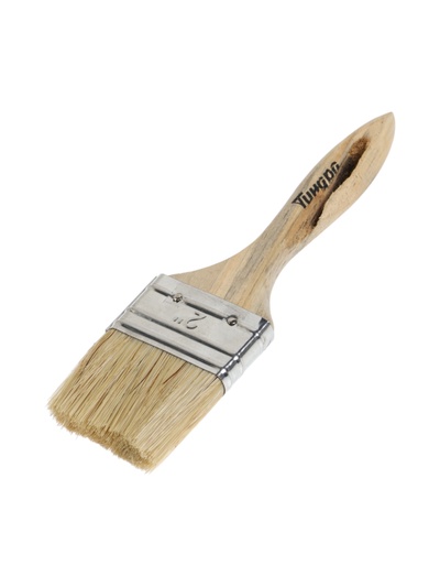 Кисть плоская ТУНДРА, смешанная щетина, деревянная рукоятка, 2", 50 мм