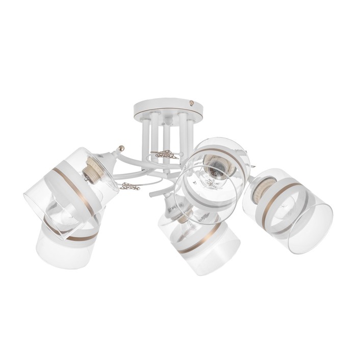 Люстра «Мия», 5×60 Вт Е27, белый/золото, 59×18×24 см - Фото 1