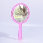Зеркало с ручкой, двустороннее, с увеличением, d зеркальной поверхности 12,5 см, цвет розовый - Фото 3