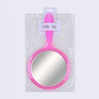 Зеркало с ручкой, двустороннее, с увеличением х2, 14.5×26.5 см, (d=12.5 см), розовое - Фото 6