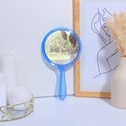 Зеркало с ручкой, двустороннее, с увеличением х2, 14.5×26.5 см, (d=12.5 см), синее - Фото 4
