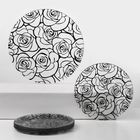 Набор стеклянных тарелок Доляна «Мишель», 7 предметов, цвет черный - фото 300108180