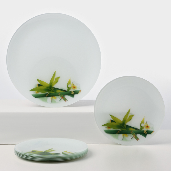 Набор стеклянных тарелок Доляна «Бамбук», 7 предметов