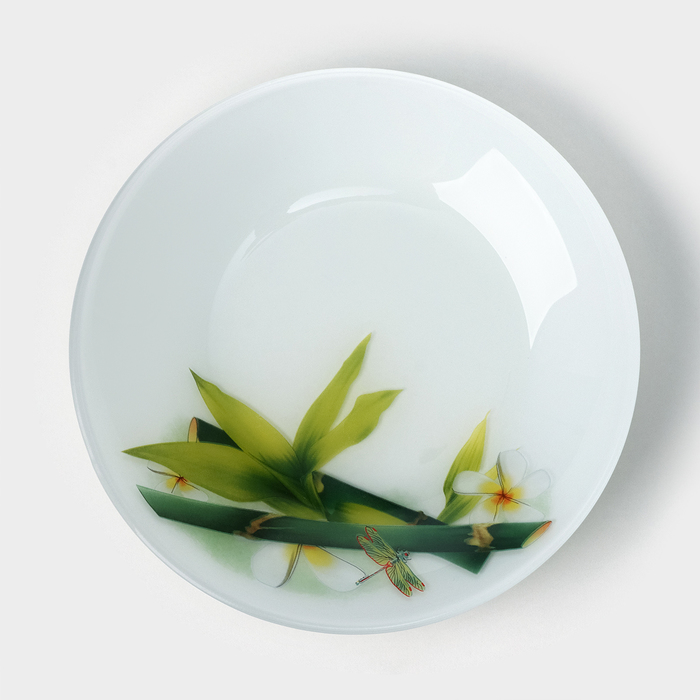 Тарелка Доляна «Бамбук», d=20 см, стекло, белая - Фото 1