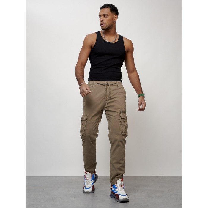 Джинсы карго мужские, размер 44-46, цвет бежевый