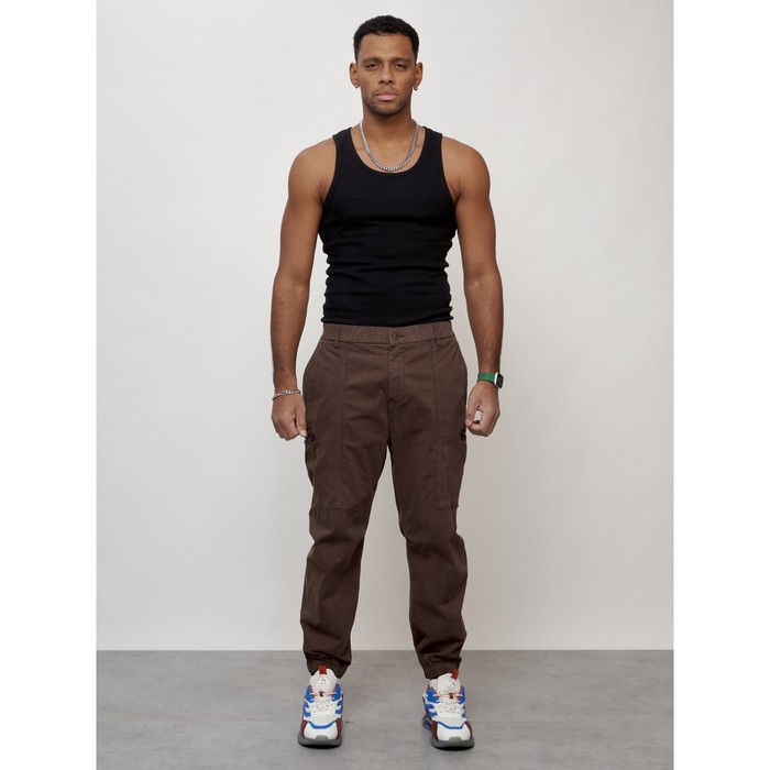 Джинсы карго мужские, размер 56, цвет коричневый