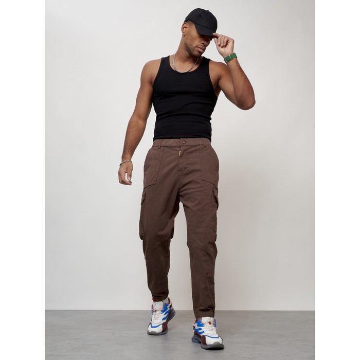 Джинсы карго мужские, размер 48, цвет коричневый