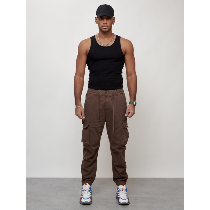Джинсы карго мужские, размер 56, цвет коричневый