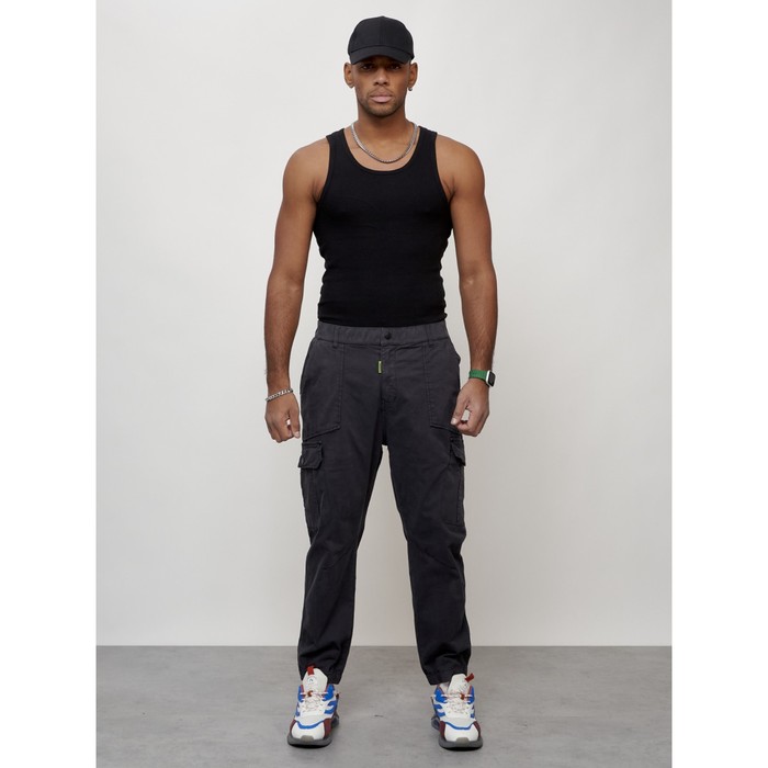 Джинсы карго мужские, размер 44-46, цвет тёмно-серый