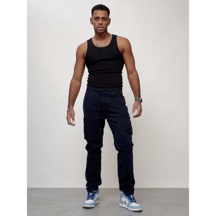 Джинсы карго мужские, размер 44, цвет тёмно-синий