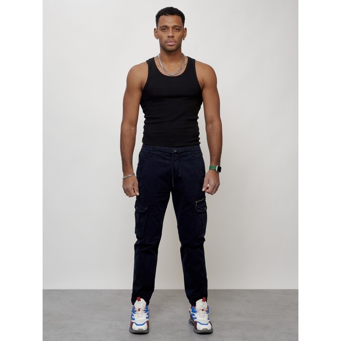 Джинсы карго мужские, размер 46-48, цвет тёмно-синий