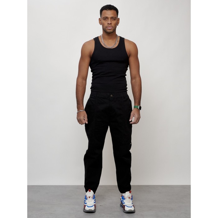 Джинсы карго мужские, размер 50-52, цвет чёрный