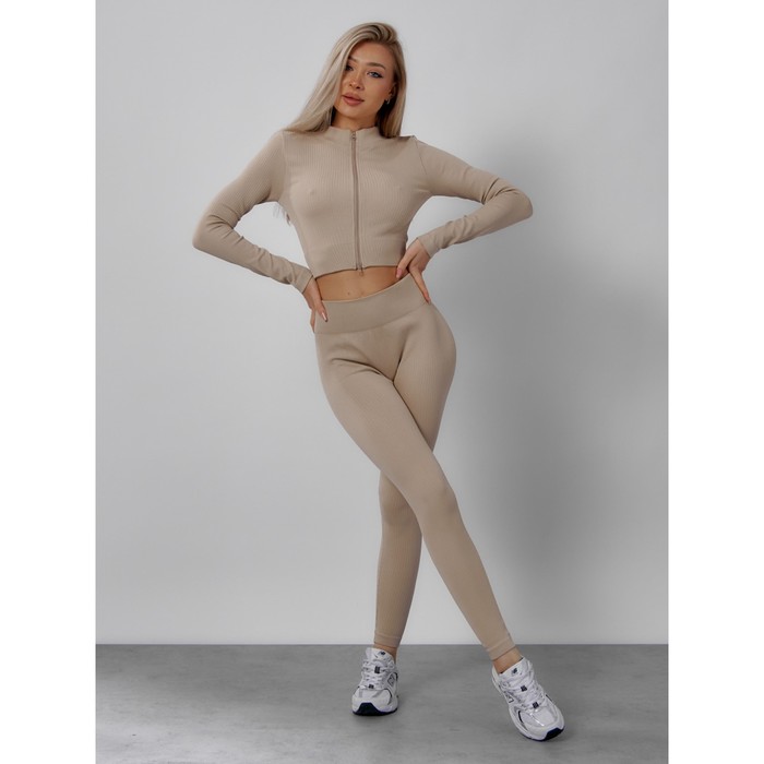 Спортивный костюм женский, размер 46, цвет бежевый - Фото 1