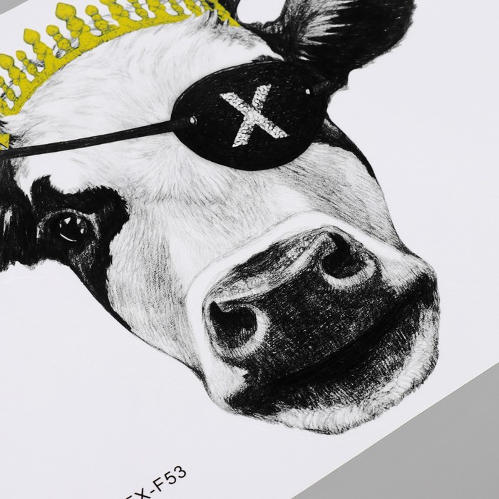 Наклейка пластик интерьерная цветная "Стильная корова" 28.3х39 см