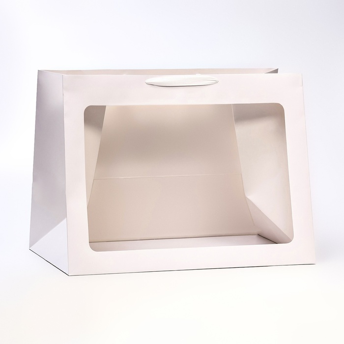 Пакет подарочный с окном, белый, 60 х 45 х 35 см