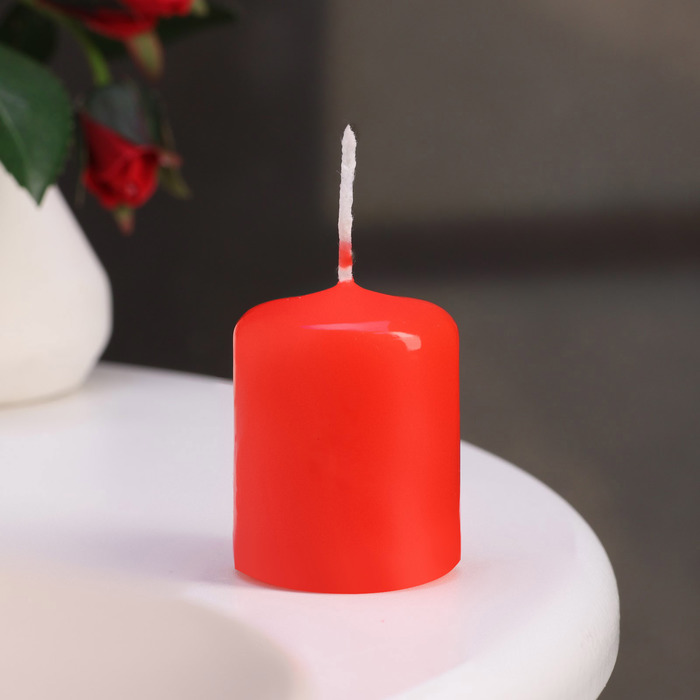 Набор свечей - цилиндров, 4х5 см, набор 3 шт, красная