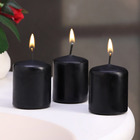 Набор свечей - цилиндров, 4х5 см, набор 3 шт, черная - Фото 1
