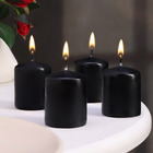 Набор свечей - цилиндров, 4х5 см, набор 4 шт, черная - фото 321494583