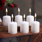 Набор свечей - цилиндров, 4х5 см, набор 6 шт, белая - фото 321494587