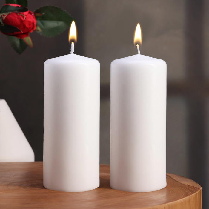 Набор свечей - цилиндров, 5х11,5 см, набор 2 шт, белая