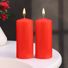 Набор свечей - цилиндров, 5х11,5 см, набор 2 шт, красная - Фото 1