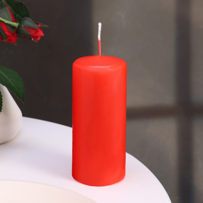 Набор свечей - цилиндров, 5х11,5 см, набор 2 шт, красная