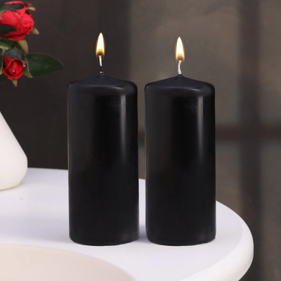Набор свечей - цилиндров, 5х11,5 см, набор 2 шт, черная