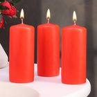 Набор свечей - цилиндров, 5х11,5 см, набор 3 шт, красная - фото 321494607