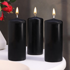 Набор свечей - цилиндров, 5х11,5 см, набор 3 шт, черная - Фото 1