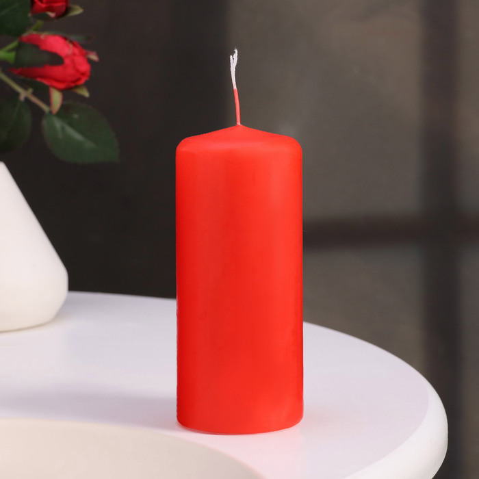 Набор свечей - цилиндров, 5х11,5 см, набор 4 шт, красная