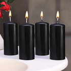 Набор свечей - цилиндров, 5х11,5 см, набор 4 шт, черная - Фото 1