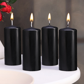 Набор свечей - цилиндров, 5х11,5 см, набор 4 шт, черная