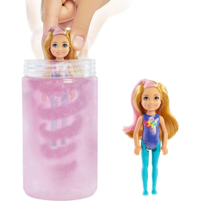 Кукла Barbie "Челси на празднике" с меняющимся цветом волос. 12 см. МИКС GTT26
