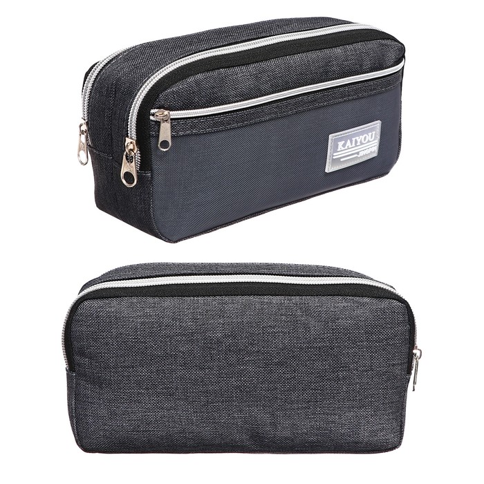 Пенал школьный Calligrata, мягкий, 3 отделения, 130×210×100 мм, объёмный, серый - Фото 1