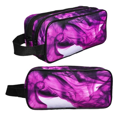 Пенал мягкий 2 отделения, 100×220×70 мм, объёмный, с ручкой, Calligrata, фиолетово-черный