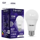 Лампа светодиодная TOKOV ELECTRIC, 15 Вт, А60, 4000 К, Е27, 176-264В - фото 321495008
