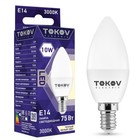 Лампа светодиодная TOKOV ELECTRIC, 10 Вт, С37, 3000 К, Е14, 176-264В - фото 3420891