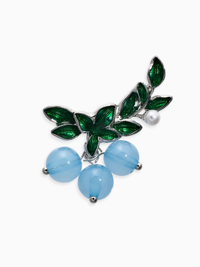 Брошь «Ягоды» агат, цвет зелёно-голубой в серебре - Фото 1