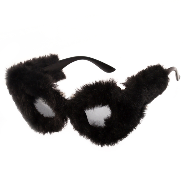 Карнавальные очки «Меховые», цвет чёрный - Фото 1