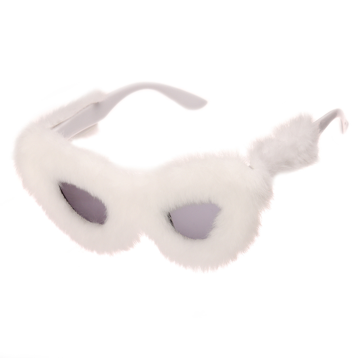 Карнавальные очки «Меховые», цвет белый - Фото 1