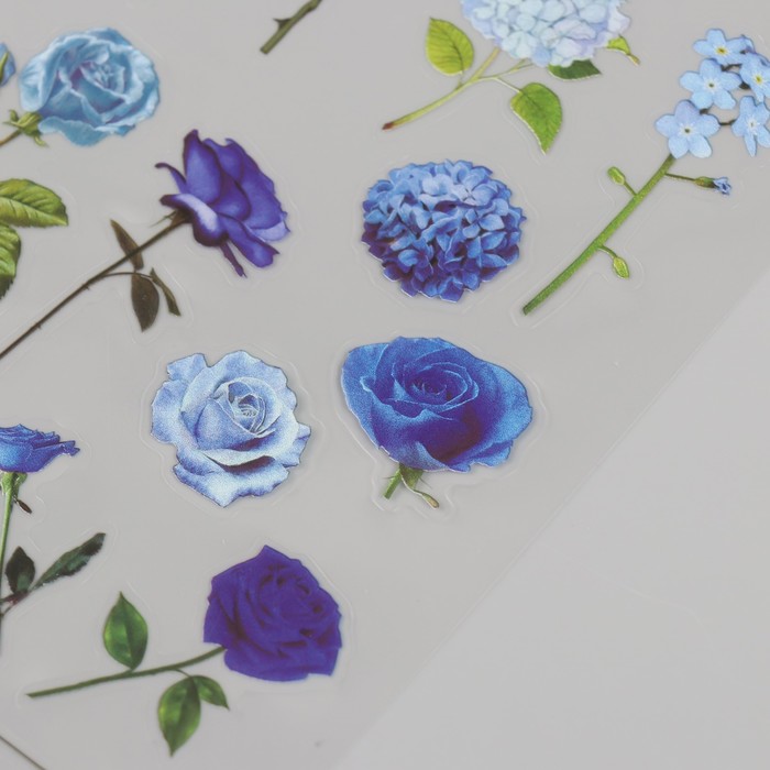 Наклейки для творчества PVC "Синие цветы" набор 2 листа 10х15 см