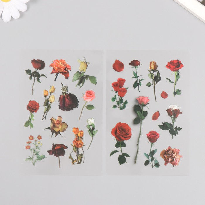 Наклейки для творчества PVC "Красные цветы" набор 2 листа 10х15 см - Фото 1