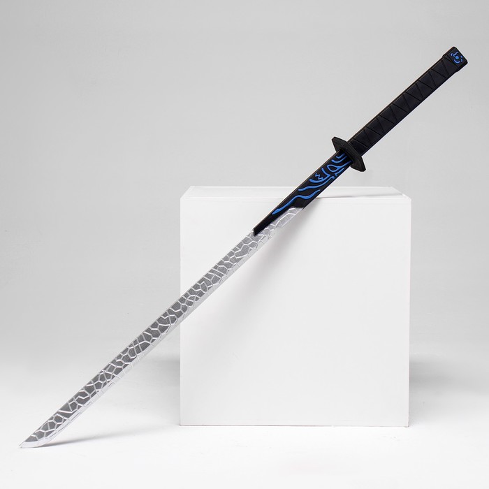 Сувенирное оружие "Катана Севена" 105 см, рельефный клинок, черная рукоять, пенополистирол - Фото 1