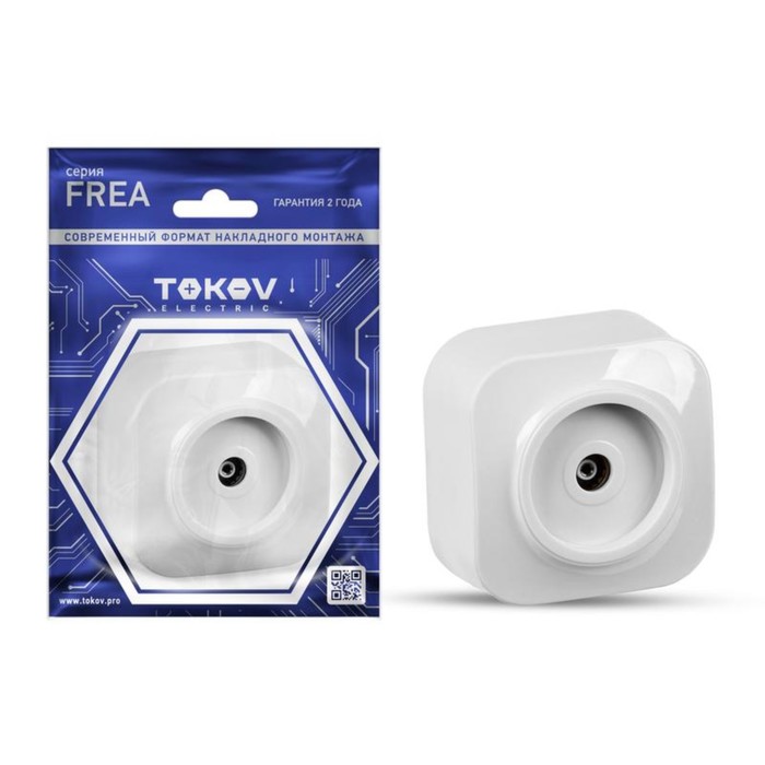 Розетка ТВ TOKOV ELECTRIC Frea, IP20, одноместная, АБС-пластик, белая, TKE-FR-A1C-C01 - Фото 1