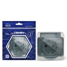 Розетка TOKOV ELECTRIC, Nix, 1-м, 16А, IP54, 250В, с з/к, с прозр. кр, серый, TKE-NX-R1Z-C06T-IP54 - фото 5827711