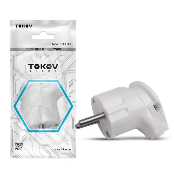 

Вилка угловая TOKOV ELECTRIC, 16А, 250 В, с з/к, белая, TKL-PLUZ-C01