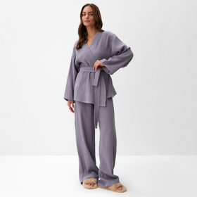 Комплект женский (рубашка на запах, брюки) KAFTAN Basic р.40-42, серый