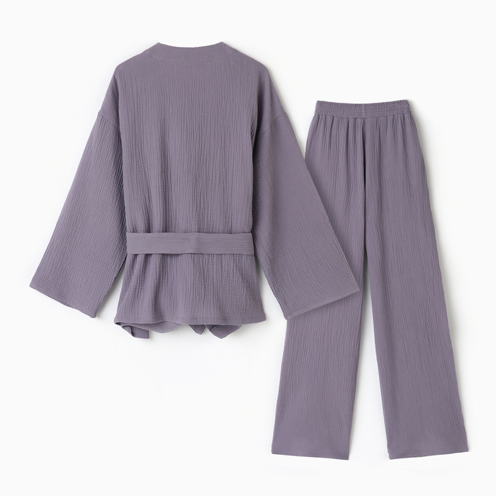 Комплект женский (рубашка на запах, брюки) KAFTAN Basic р.44-46, серый